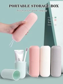 1pc Portable Travel Toothbrush Box Set With Toothbrush Holder, Cover Cup, Toothpaste Tube, Cup For Mouthwash Storage - Pink - View 2