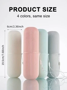 1pc Portable Travel Toothbrush Box Set With Toothbrush Holder, Cover Cup, Toothpaste Tube, Cup For Mouthwash Storage - Pink - View 7