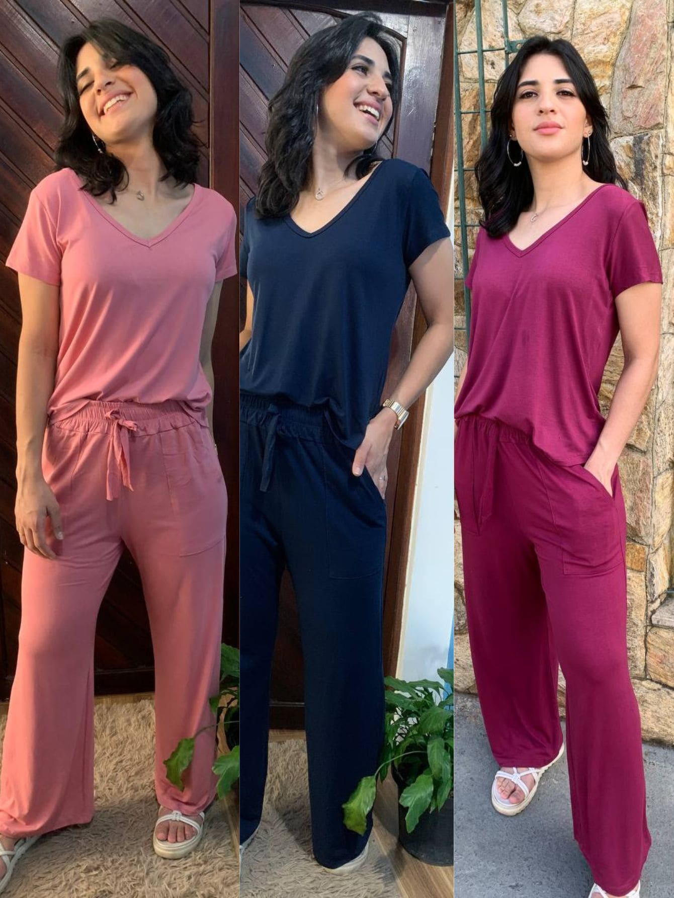 Women Two-piece Outfits - 藕粉色 - 查看 1