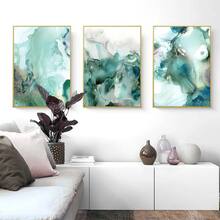 3 件/套無框抽象薄荷綠大理石液體牆藝術圖片帆布畫 - 彩色 - 查看 2