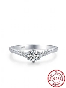 S925 Bạc nguyên chất Nhẫn Đối với phụ nữ , Châu Âu và Châu Mỹ Phong cách , Thiết kế độc nhất , Ánh sáng sang trọng , Thanh lịch Và Sáng bóng Giống như kim cương Nhẫn , Đúng mốt Và Linh hoạt Đồ trang sức , Thích hợp Cho đám cưới Nhẫn , Buổi tiệc Và Sang trọng Đẹp Qủa tặng , Bạc nguyên chất Nhẫn , Hoàn hảo Đối với Nhẫn - Bạc - Xem 1