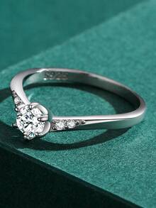 S925 Bạc nguyên chất Nhẫn Đối với phụ nữ , Châu Âu và Châu Mỹ Phong cách , Thiết kế độc nhất , Ánh sáng sang trọng , Thanh lịch Và Sáng bóng Giống như kim cương Nhẫn , Đúng mốt Và Linh hoạt Đồ trang sức , Thích hợp Cho đám cưới Nhẫn , Buổi tiệc Và Sang trọng Đẹp Qủa tặng , Bạc nguyên chất Nhẫn , Hoàn hảo Đối với Nhẫn - Bạc - Xem 4