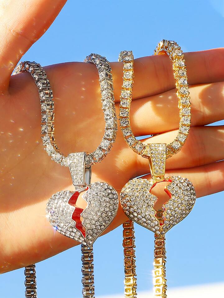 送料税込【King Ice】Iced Out Broken Heart ネックレス☆国内発 Broken Heart Necklace | Men's Necklaces | King Ice