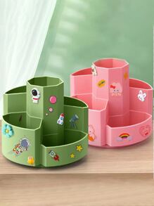 Hộp đựng bút xoay 360 ° Sắp xếp bàn làm việc Hộp đựng bút chì học sinh dung lượng cao Hộp đựng cọ trang điểm đa chức năng cho văn phòng tại nhà, trường học, không nhãn dán - Hồng - Xem 3