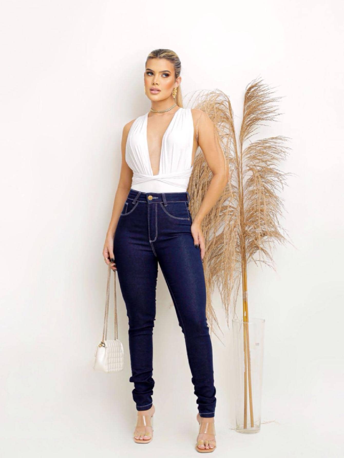 Calça Jeans Feminina Skynner Escura com Lycra Tecido Premium Comfort - Lavagem escura - Visão 1