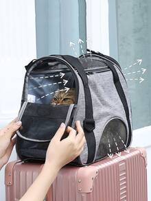 New Portable Pet Carrier, Soft-Sided Cat Carrier For Medium Cats And Small Dogs Up To 15 Lbs, Pet Carrier Bag, Airline Approved Travel Dog Carrier, Pet Tote Bag, Pet Backpack - Grey - View 4