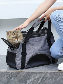 New Portable Pet Carrier, Soft-Sided Cat Carrier For Medium Cats And Small Dogs Up To 15 Lbs, Pet Carrier Bag, Airline Approved Travel Dog Carrier, Pet Tote Bag, Pet Backpack - Grey - View 2