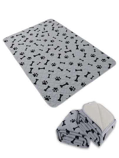Set de 2 almohadillas para mascotas súper absorbentes con diseño de pata y hueso de coral primaveral y gris cepillado, para uso en interiores, antifugas, antideslizante, con un grosor de 4 mm