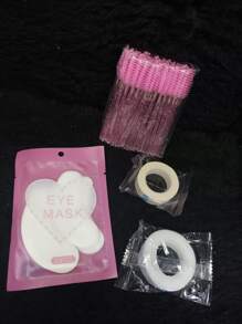 Kit Com 4 Ítens Para Extensão De Cílios {pads com 10 pares, escovinha, fita micropore e fita transpore} (OBS: Pode ter alteração de cores e embalagem, mas o produto permanece o mesmo) - Multicolorido - Visão 1