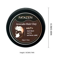 FATAZEN 1块50克牛油果形发蜡，强力定型，哑光效果，适合所有发质，100%天然发蜡