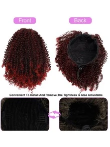 非洲式抽绳马尾辫 卷曲马尾辫 抽绳非洲式蓬松卷曲马尾辫 女式合成 12 英寸/140 克卷曲马尾辫 - 黑色 - 查看 8