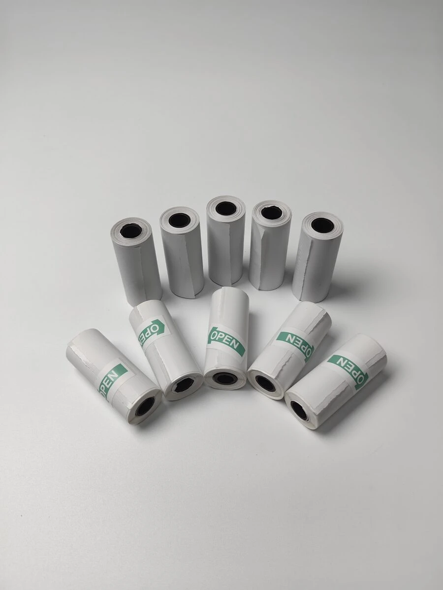 Mini Printer Paper 57mm Width 10Rolls Set White Continuous Paper Self-Adhesive Label Sticker Rolls for Portable HD Photo Printer - White - View 1