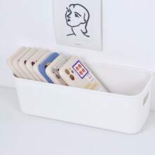 1pc White Storage Basket, For Home Use To Store Makeup, Snacks, Phone Cases On Desktop, Or To Organize Bathroom, Kitchen - White - View 4