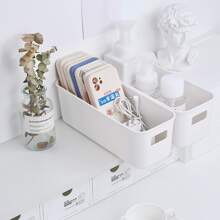 1pc White Storage Basket, For Home Use To Store Makeup, Snacks, Phone Cases On Desktop, Or To Organize Bathroom, Kitchen - White - View 5