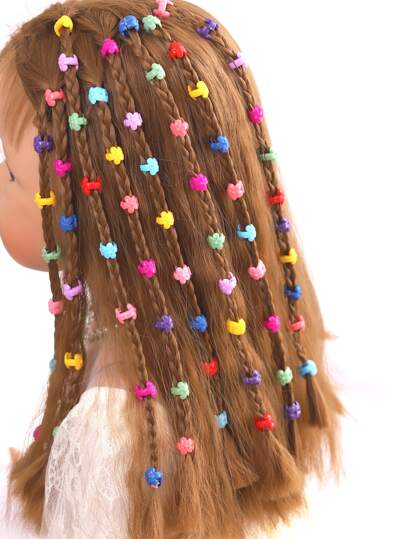 100pcs Random Mixed Color Cute Flower & Bubble Hair Clip Set For Girls, Can Be Used For Party, Music Festival, Tour, Vacation, Photography