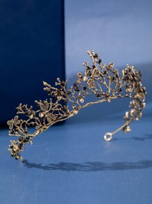 Vương miện Baroque Vintage Chuồn Chuồn Nhánh Hoa San Hô Pha Lê Mũ Trụ Cho Nữ Nữ Hoàng Nữ Cô Gái Cô Dâu Cô Dâu Công Chúa Sinh Nhật Cuộc Thi Đám Cưới Trang Phục Hóa Trang Halloween Đảng Boho Tiaras - màu đen - Xem 5