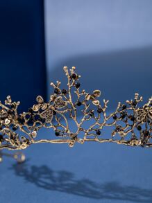 Vương miện Baroque Vintage Chuồn Chuồn Nhánh Hoa San Hô Pha Lê Mũ Trụ Cho Nữ Nữ Hoàng Nữ Cô Gái Cô Dâu Cô Dâu Công Chúa Sinh Nhật Cuộc Thi Đám Cưới Trang Phục Hóa Trang Halloween Đảng Boho Tiaras - màu đen - Xem 2