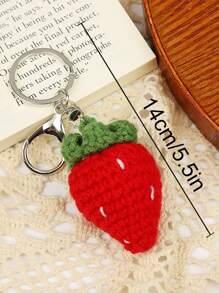 女士可爱针织水果钥匙扣创意针织草莓樱桃车钥匙扣编织牛油果钥匙圈包袋配件（请注意：不同批次的金属扣颜色可能不同可能是金色可能是银色。）汽车配件女士钥匙扣饰物钩针 - 彩色 - 查看 2