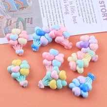 10pcs Glossy Heart Shaped Balloons Diy Cream Glue For Mobile Phone Case, Fridge Magnet, Hairpin, Resin Accessories(random Color)