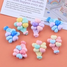 10pcs Glossy Heart Shaped Balloons Diy Cream Glue For Mobile Phone Case, Fridge Magnet, Hairpin, Resin Accessories(random Color)