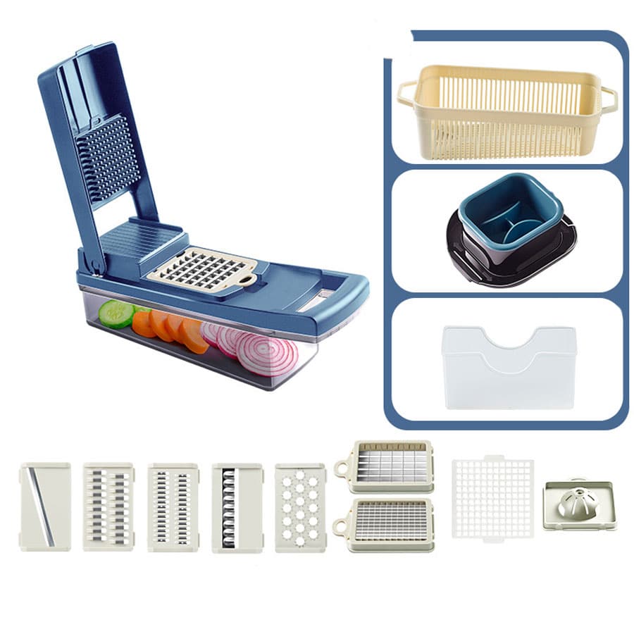 蔬菜切碎機-多功能切片機&&碎紙機&切片機廚房工具 - 藍色 - 查看 1