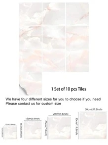 10入組粉色的大理石紋樣式自黏式PVC防水地板貼紙 - 彩色 - 查看 8