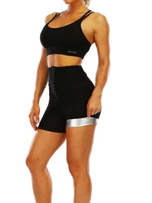 Sports Outdoor High Waist Skinny Sweat Pants Shapewear Waist Trainer Corset - Silver - View 2
