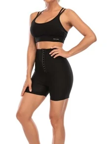 Sports Outdoor High Waist Skinny Sweat Pants Shapewear Waist Trainer Corset - Silver - View 8