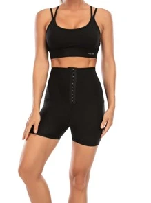 Sports Outdoor High Waist Skinny Sweat Pants Shapewear Waist Trainer Corset - Silver - View 9