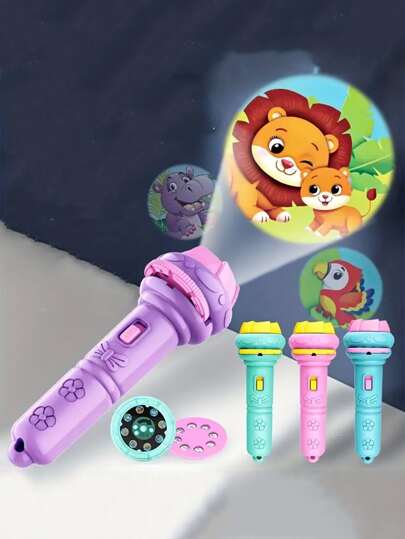 32 نمط 4 بطاقات / أضواء يدوية للأطفال لتسليتهم قبل النوم، لعب تعليمية مبكرة تتضمن ألعاب إسقاط أنماط ديناصورات وحيوانات وبحرية وفاكهة متعددة على الجدران، ألعاب توزيعات واختبارات معرفية متعددة