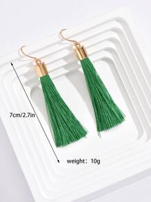 One Pair Of Bohemian Style Long Tassel Earrings, Suitable For Women Daily Wear - Green - View 2