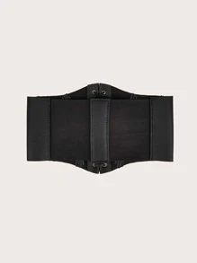 Lace-up Decorated Pu Waist Belt - Black - View 2