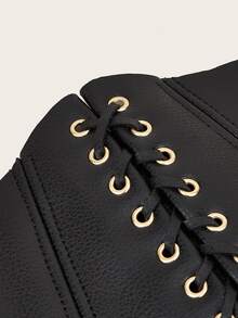 Lace-up Decorated Pu Waist Belt - Black - View 3