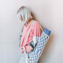 波西米亞風格時尚編織瑜伽墊包,多功能收納袋 - 白色 - 查看 3