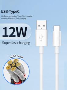 2 piezas USB C Cable , USB A a USB C Cable 12W , 2.4A USB A a USB C Cargador Cable , USB A a Type C cargar - Beis - Ver 4