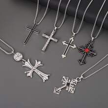 1pc Vintage Cross Pendant Cool And Personalized  Accessory Necklace - 銀色 - 查看 2