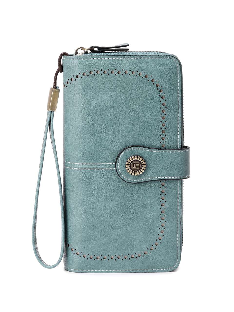 CHARM INFINITE Secure RFID Blocking - Large Capacity Vintage Coin With Zipper And Wristband - Multi-Card Slot Clutch Card Holder Rfid Blocking Multi-Functional Tri-Fold Women's Gift Gift For Women Wallet Purse Wallet Long Wallet Wristlet Wallet