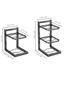 Three-layer pot holder - Dedicated pot holder - Storage kitchen stainless steel shelf - Storage rack - Black - View 6