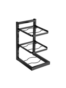 Three-layer pot holder - Dedicated pot holder - Storage kitchen stainless steel shelf - Storage rack - Black - View 5