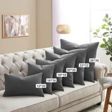 1 chiếc vỏ gối trang trí ngoài trời chống thấm nước, vỏ gối vuông trang trí, gối sân vườn, gối sofa. - Màu xám đen - Xem 5