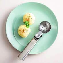 1 pieza de acero inoxidable Cucharada de helado con Cuchara de fruta , helado bola cavador , fruta cavador para sandía , cantalupo con papaya , fruta con helado Cuchara - Plateado - Ver 4