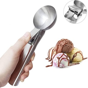 1pc Stainless Steel Ice Cream Scoop And Fruit Scoop, Ice Cream Ball Digger, Fruit Digger For Watermelon, Cantaloupe And Papaya, Fruit And Ice Cream Spoon