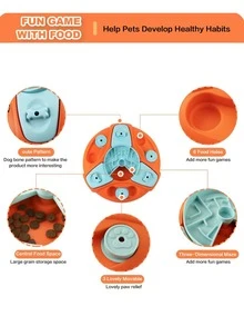 1pc Dog.Cat.Parrot.Rabbit.Pet Intelligence Toy Bowl, Pets Also Need Their Owner's Companionship! This Interesting Slow Feeder Bowl Toy Can Greatly Interact With The Owner And Enjoy Happy Times Together, We Strictly Selected PP Material, Odorless, Durable And For Play And Feeding - Orange - View 2
