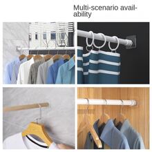 No-Drilling Telescopic Rod Bracket With Adhesive Hook For Home Bathroom Kitchen Window Curtain Rod, Strong Adhesive Acrylic Tape Included Decorations Decor Festival Decor Room Decor Home Decor Bed Room Decor Dress Pants Shoes Jeans Boots Skirt Bedroom, Organizer, Home Storage, White T Shirt Women, Black Pants Women, Ladies Winter Clothes, Dress,