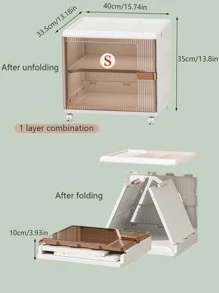 1pc Folding Storage Box Can Be Multi-Layered Folding Storage Cabinet Toy Snack Clothes Classification Storage Box Multi-Function Household Storage Box With Pulley Mobile Large Capacity Sundries Storage Storage Box