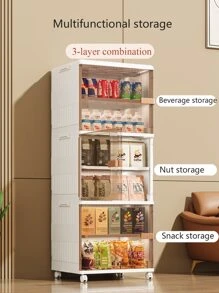 1pc Folding Storage Box Can Be Multi-Layered Folding Storage Cabinet Toy Snack Clothes Classification Storage Box Multi-Function Household Storage Box With Pulley Mobile Large Capacity Sundries Storage Storage Box