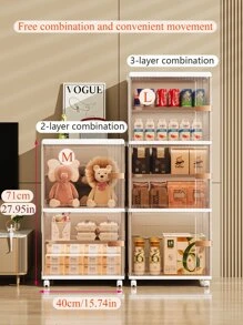 1pc Folding Storage Box Can Be Multi-Layered Folding Storage Cabinet Toy Snack Clothes Classification Storage Box Multi-Function Household Storage Box With Pulley Mobile Large Capacity Sundries Storage Storage Box