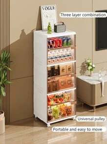 1pc Folding Storage Box Can Be Multi-Layered Folding Storage Cabinet Toy Snack Clothes Classification Storage Box Multi-Function Household Storage Box With Pulley Mobile Large Capacity Sundries Storage Storage Box