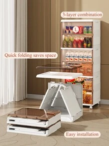 1pc Folding Storage Box Can Be Multi-Layered Folding Storage Cabinet Toy Snack Clothes Classification Storage Box Multi-Function Household Storage Box With Pulley Mobile Large Capacity Sundries Storage Storage Box