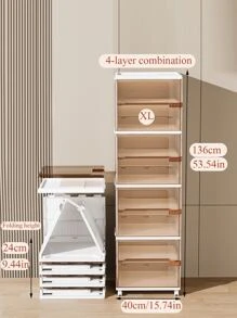 1pc Folding Storage Box Can Be Multi-Layered Folding Storage Cabinet Toy Snack Clothes Classification Storage Box Multi-Function Household Storage Box With Pulley Mobile Large Capacity Sundries Storage Storage Box